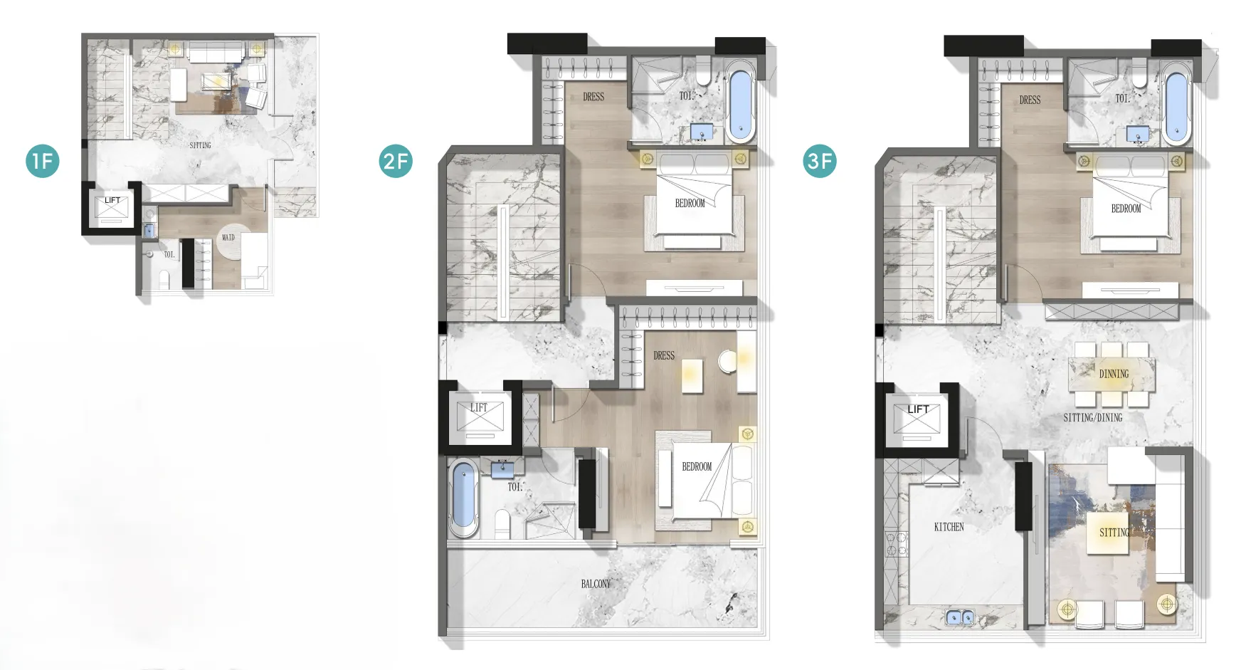3 BR layout at Stamn Nautis Residences