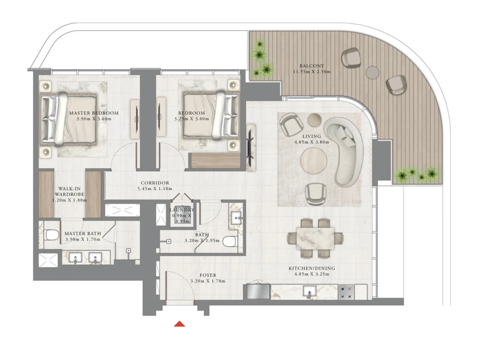 2 BR layout at Seapoint
