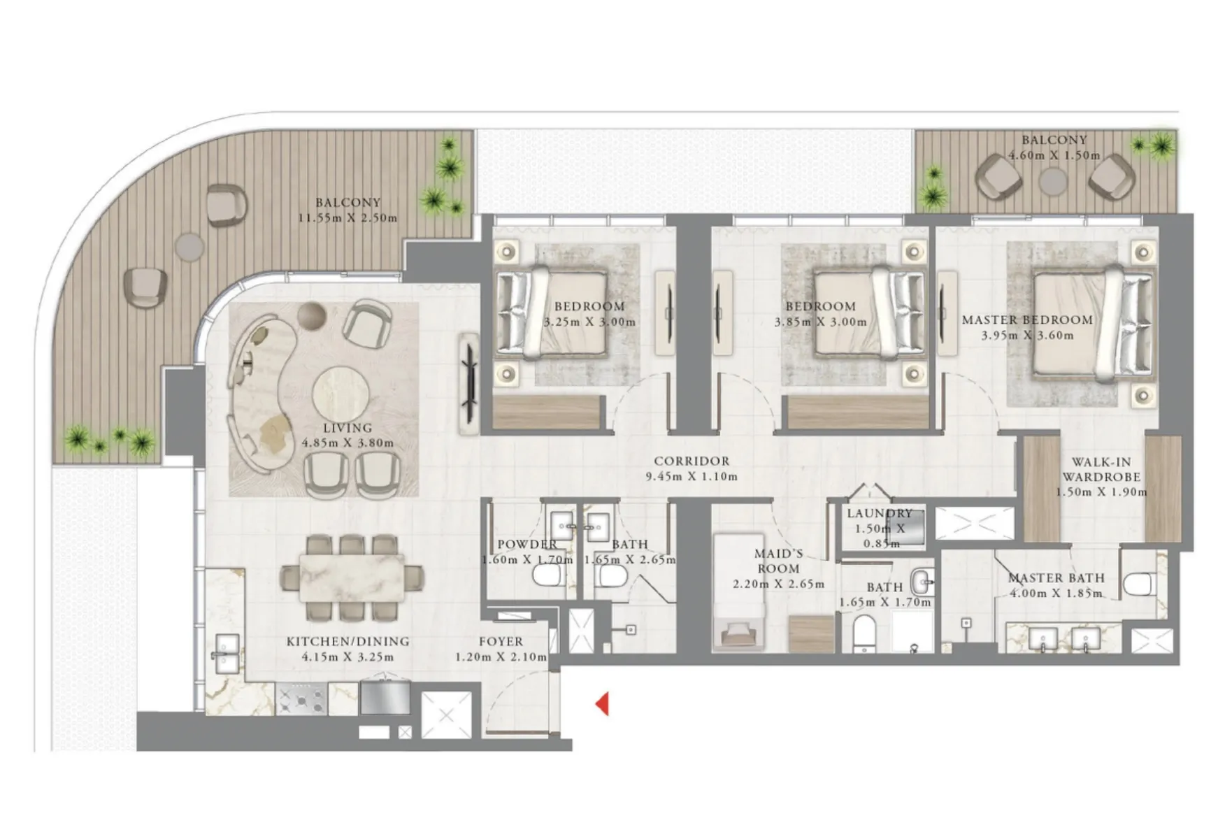 3 BR layout at Seapoint