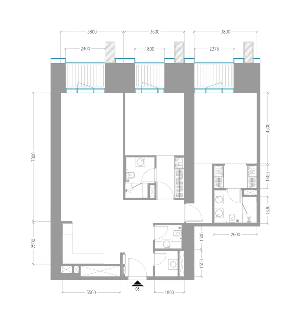 2 BR layout at Tiger Sky Tower