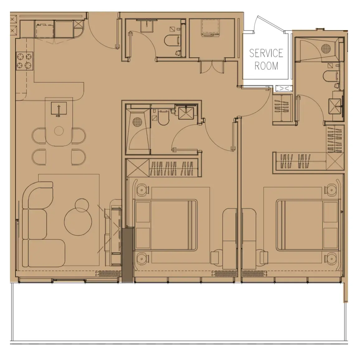 2 BR layout at Pearl House IV
