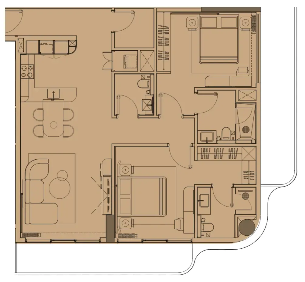 2 BR layout at Pearl House IV