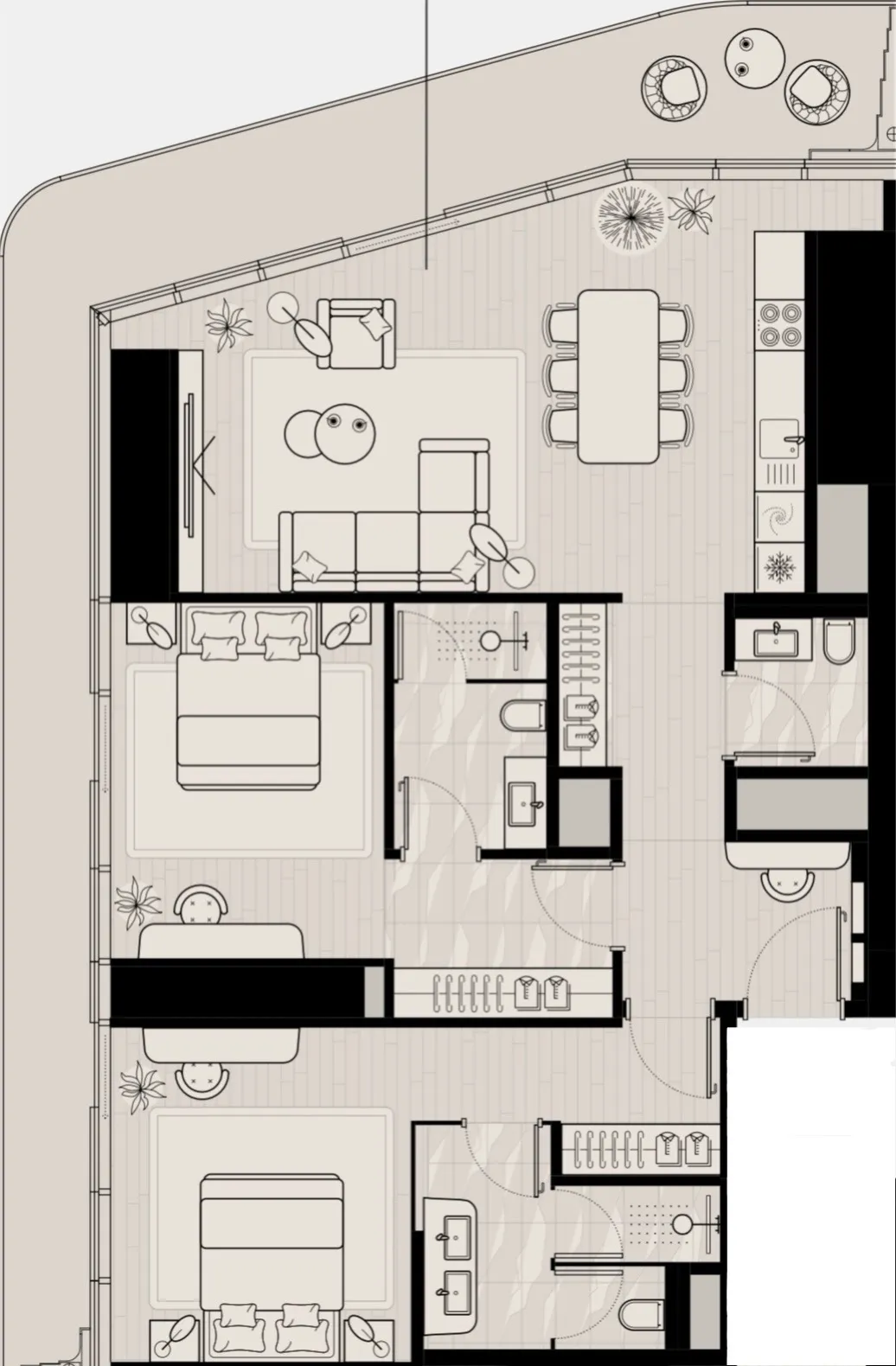 2 BR layout at LIV Maritime