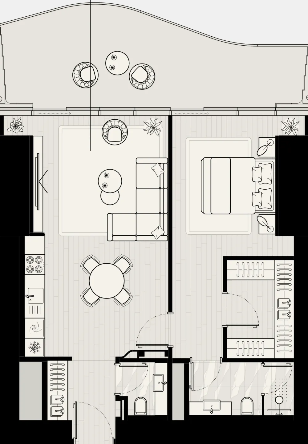 1 BR layout at LIV Maritime