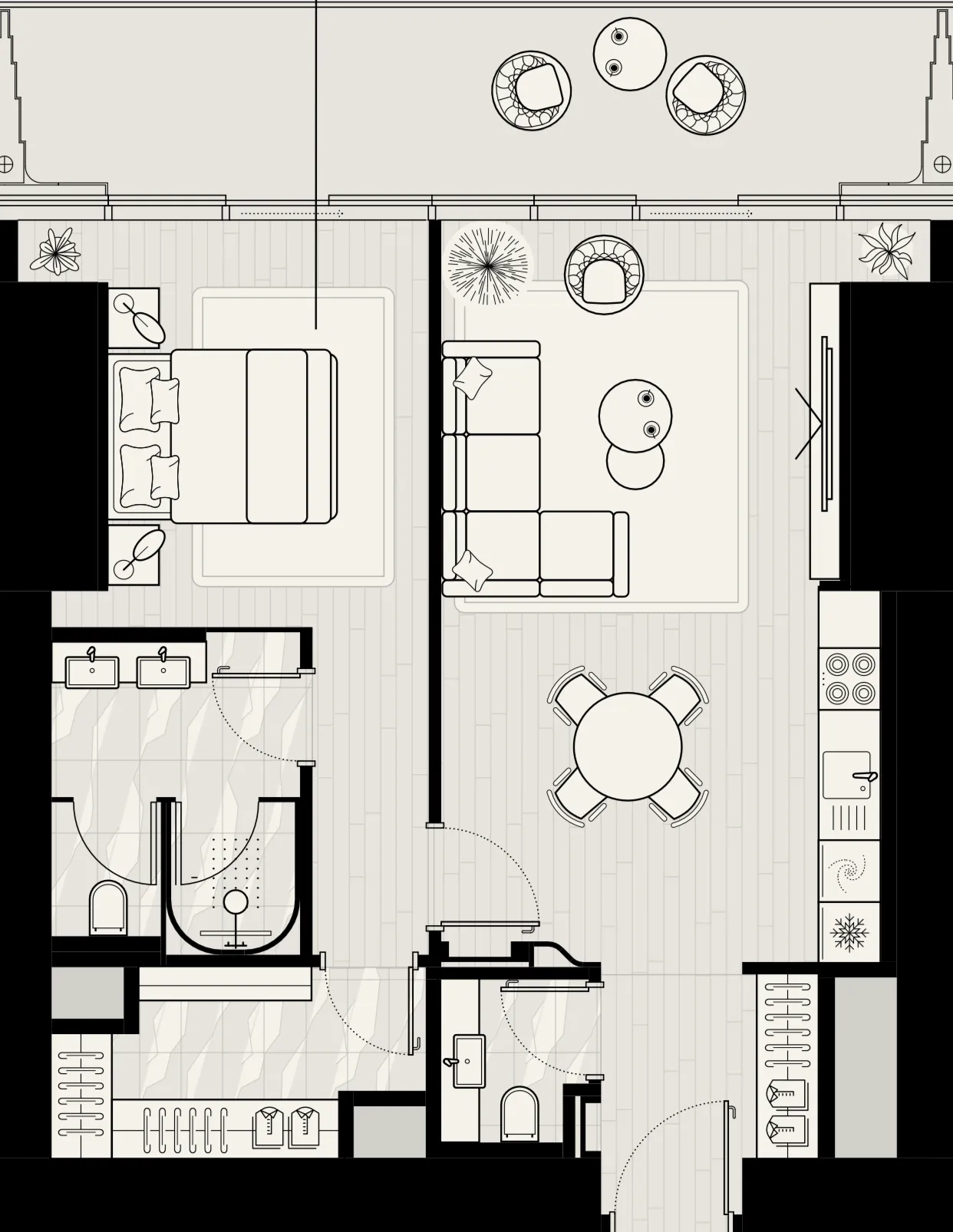 1 BR layout at LIV Maritime