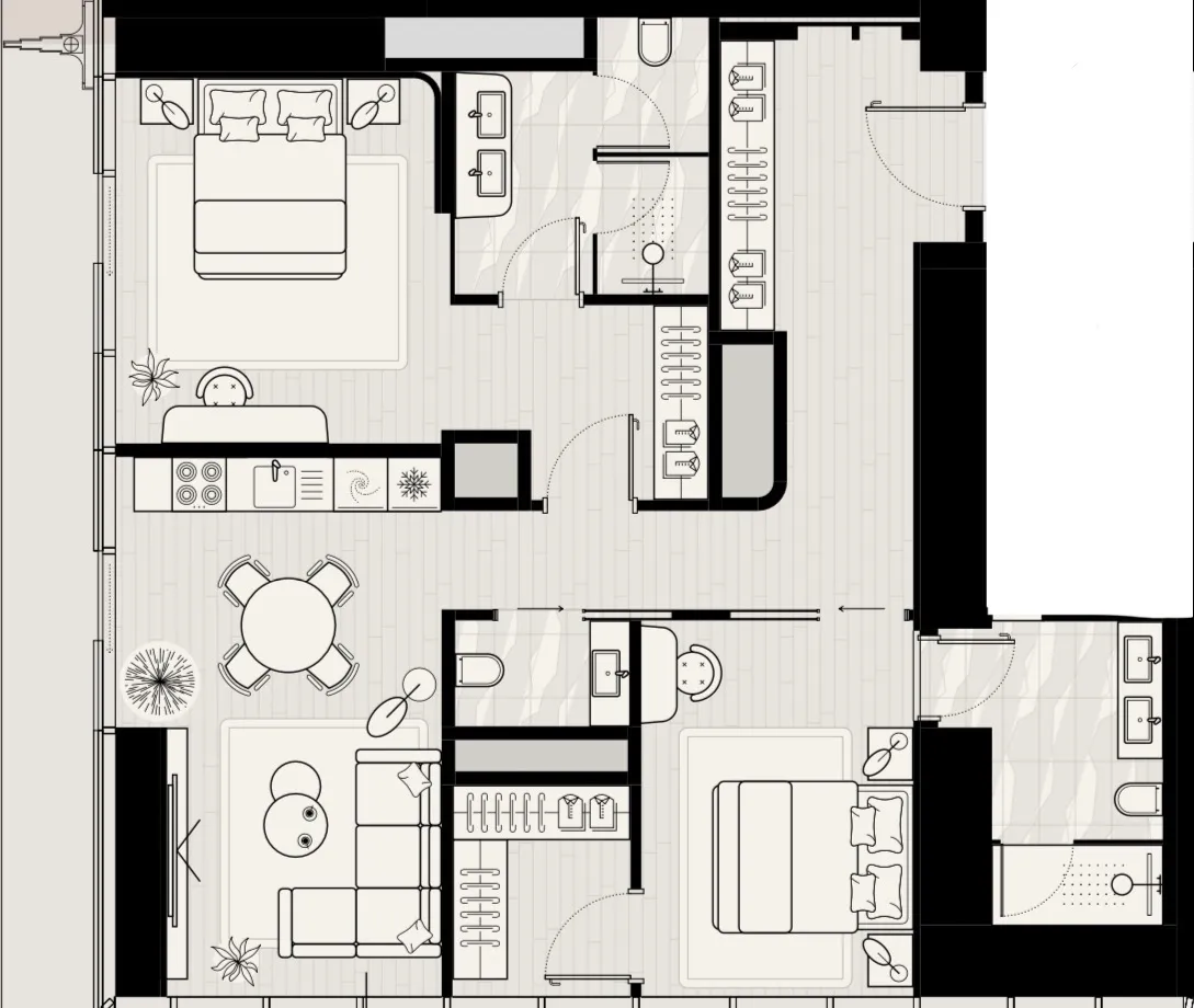 2 BR layout at LIV Maritime