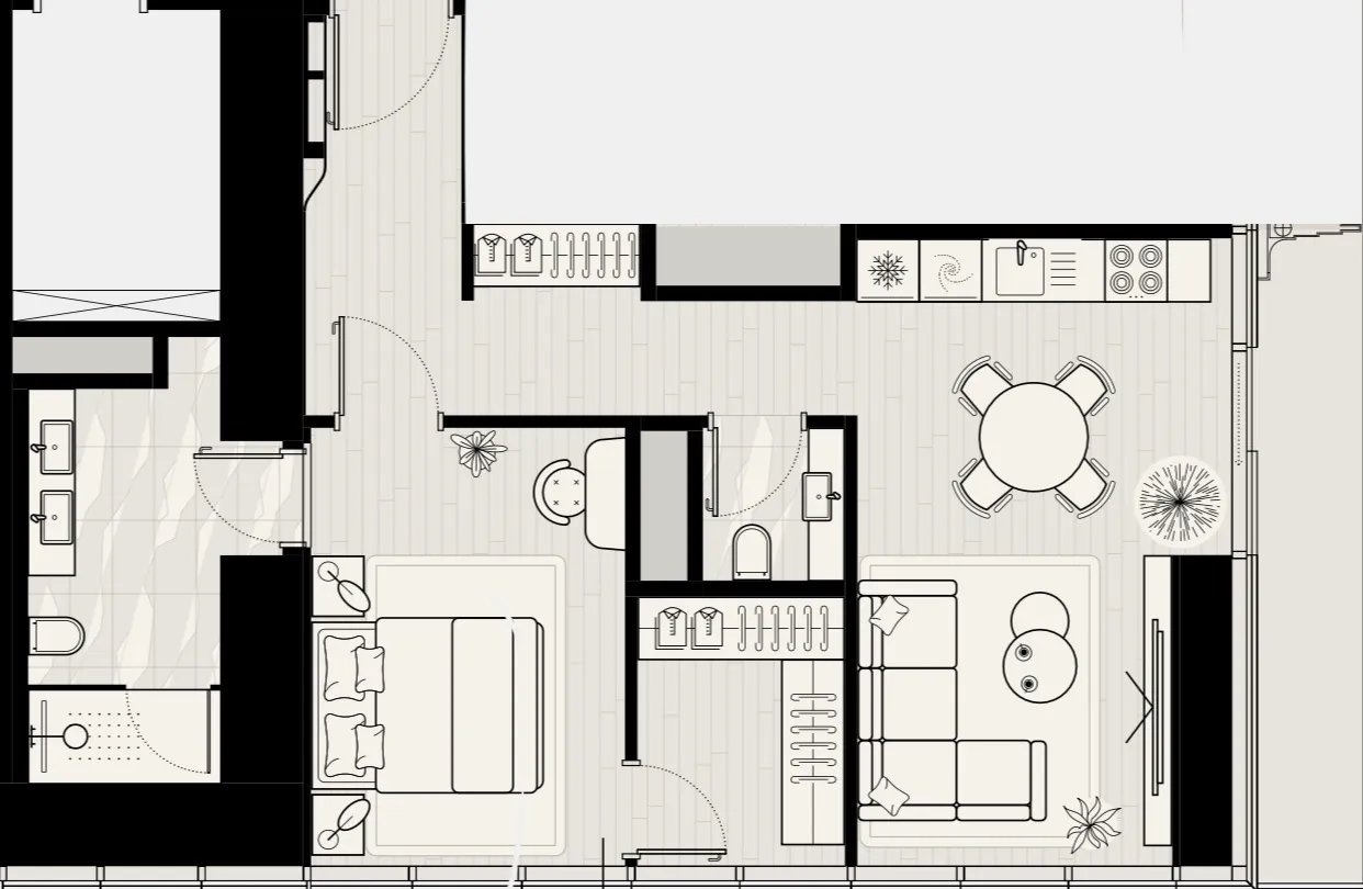 1 BR layout at LIV Maritime