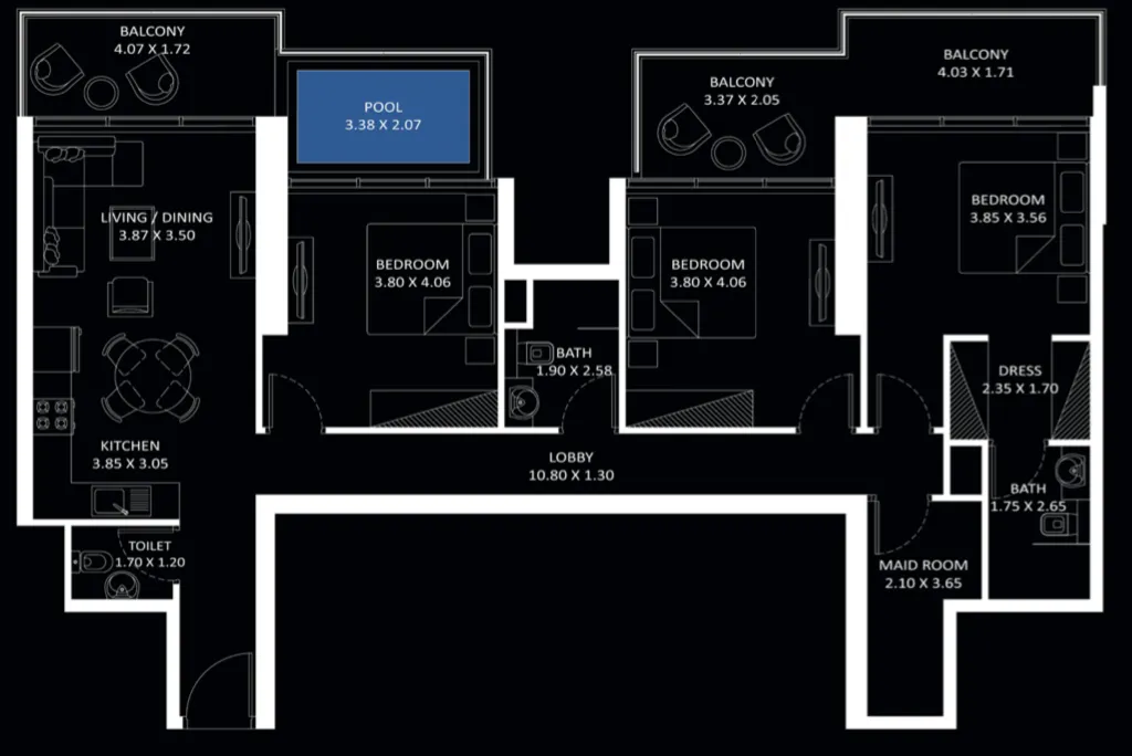 3 BR layout at Elitz 2
