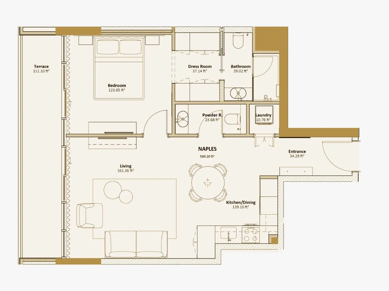 1 BR layout at Livel Residenza