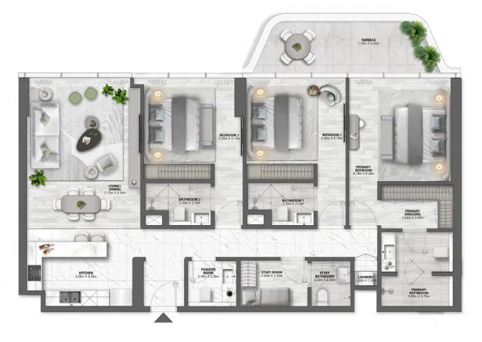 3 BR layout at Passo by Beyond