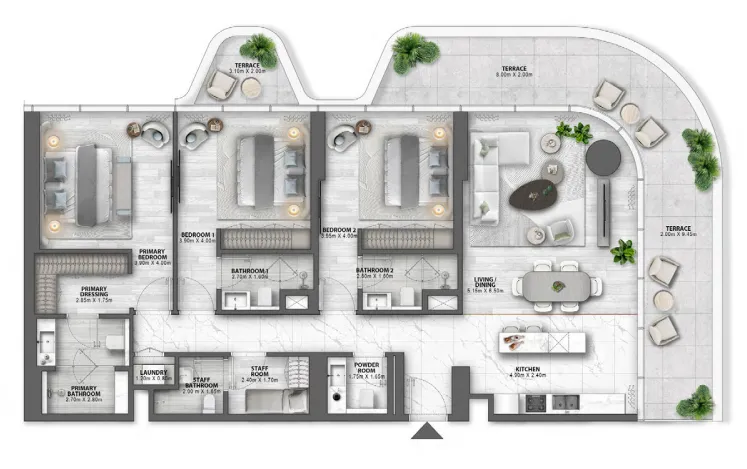 3 BR layout at Passo by Beyond