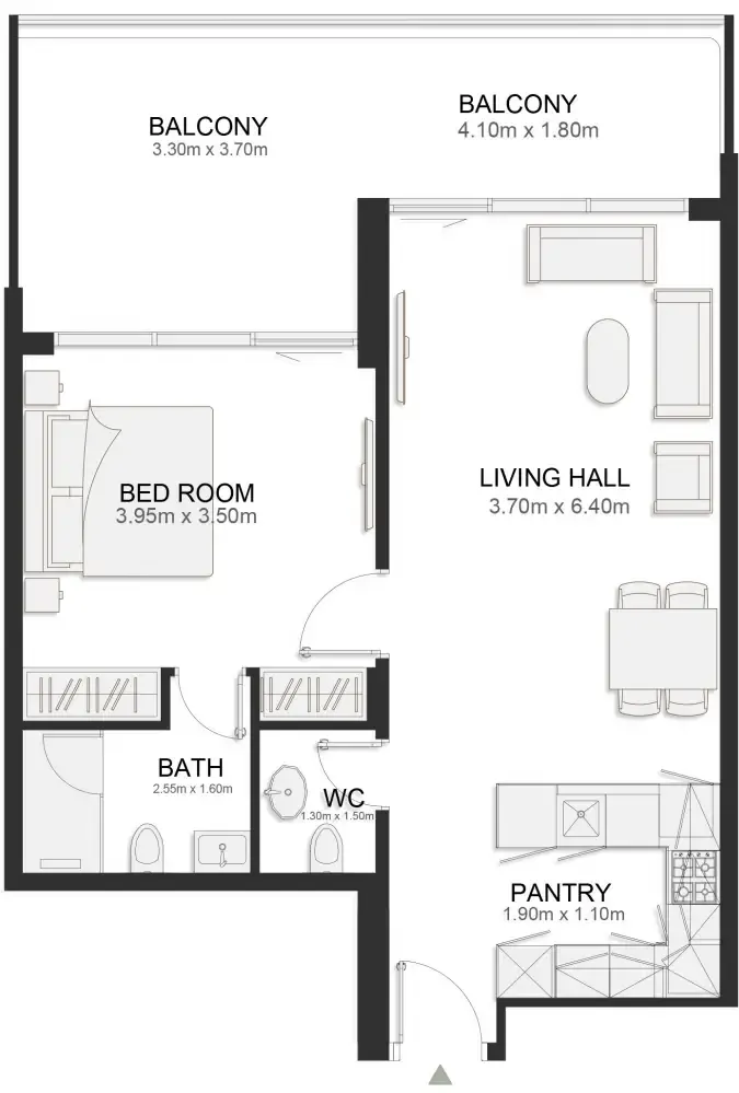 1 BR layout at Ashley Hills