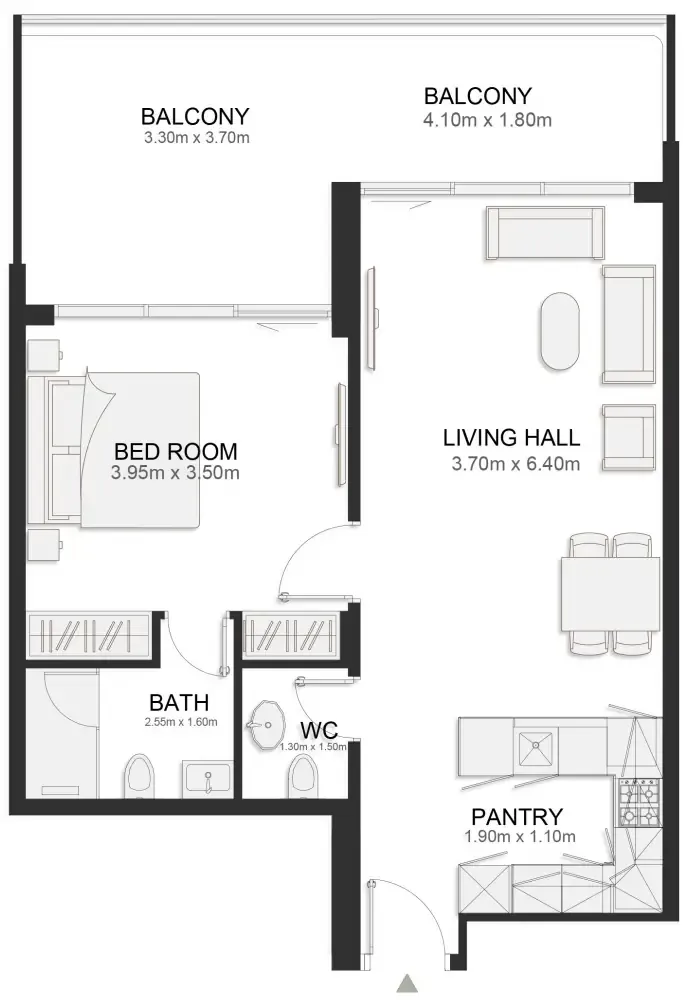 1 BR layout at Ashley Hills