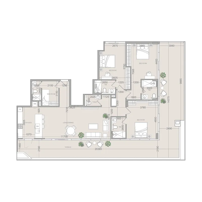 3 BR layout at EVERGR1N House 4