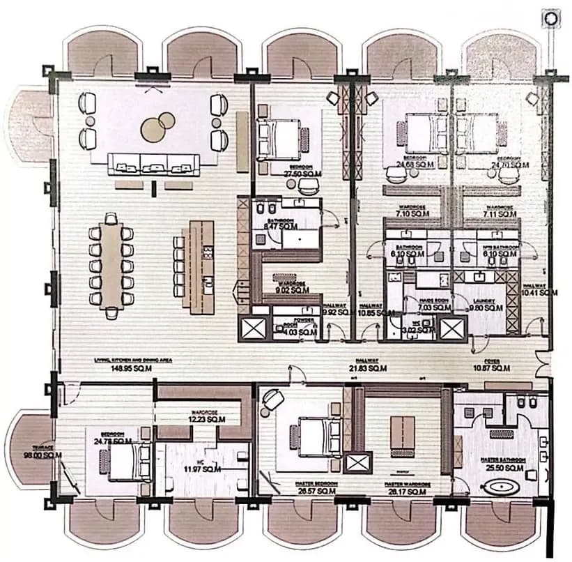 5 BR layout at Raffles The Palm Dubai