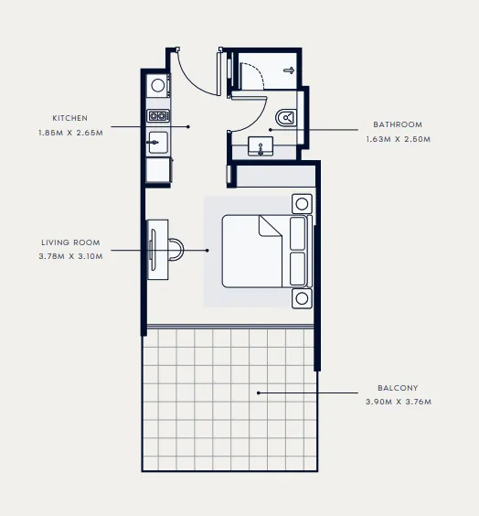 0 BR layout at Riviera 65