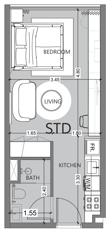 0 BR layout at Al Haseen Residences 6