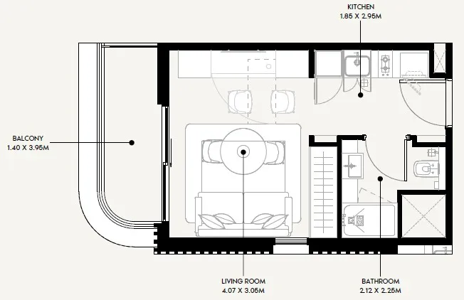 0 BR layout at Azizi Sakandar