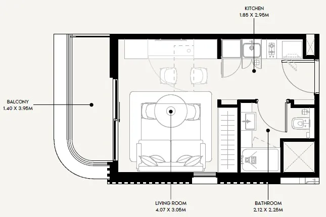 0 BR layout at Azizi Sakandar