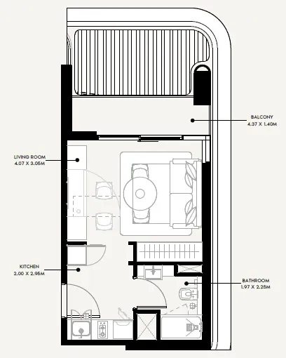 0 BR layout at Azizi Sakandar