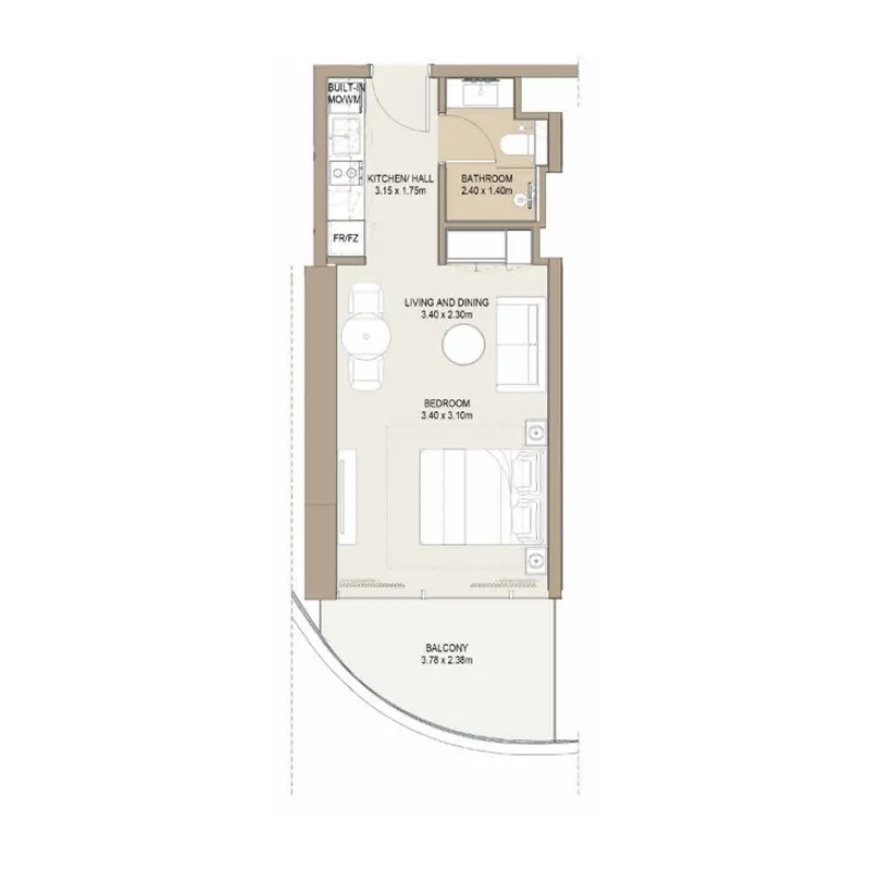 0 BR layout at Laguna Residence