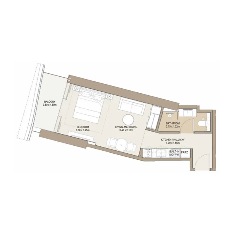 0 BR layout at Laguna Residence
