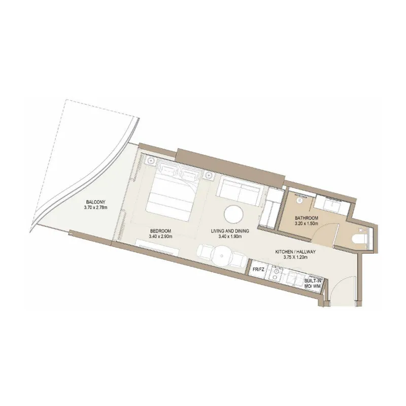 0 BR layout at Laguna Residence