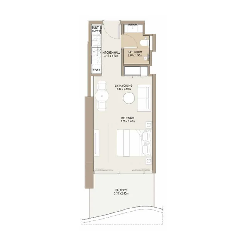 0 BR layout at Laguna Residence