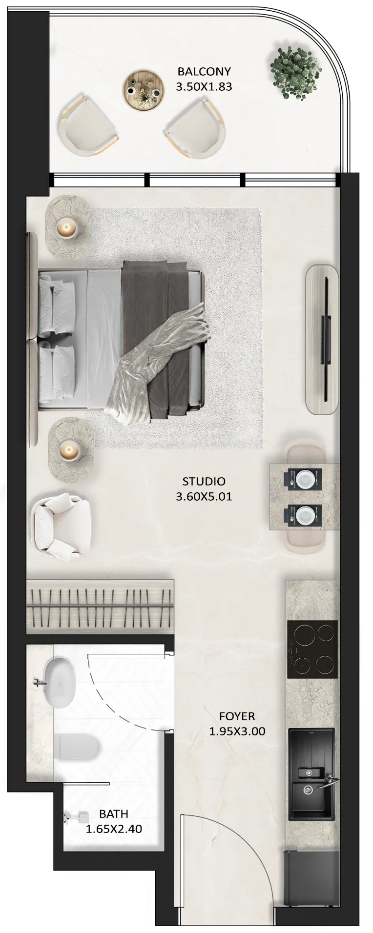 0 BR layout at SquareX One