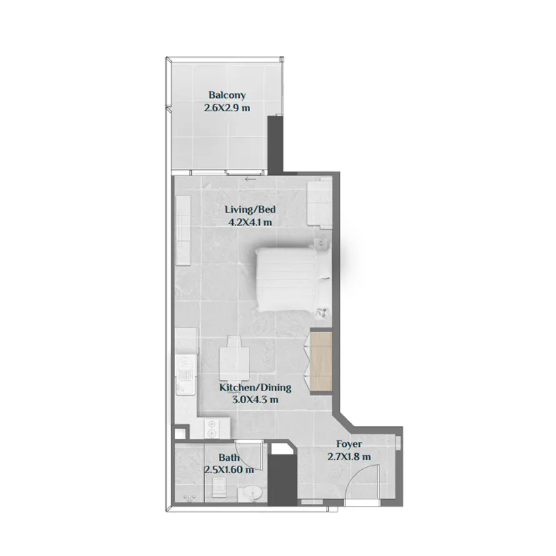 0 BR layout at Sky Hills Residence