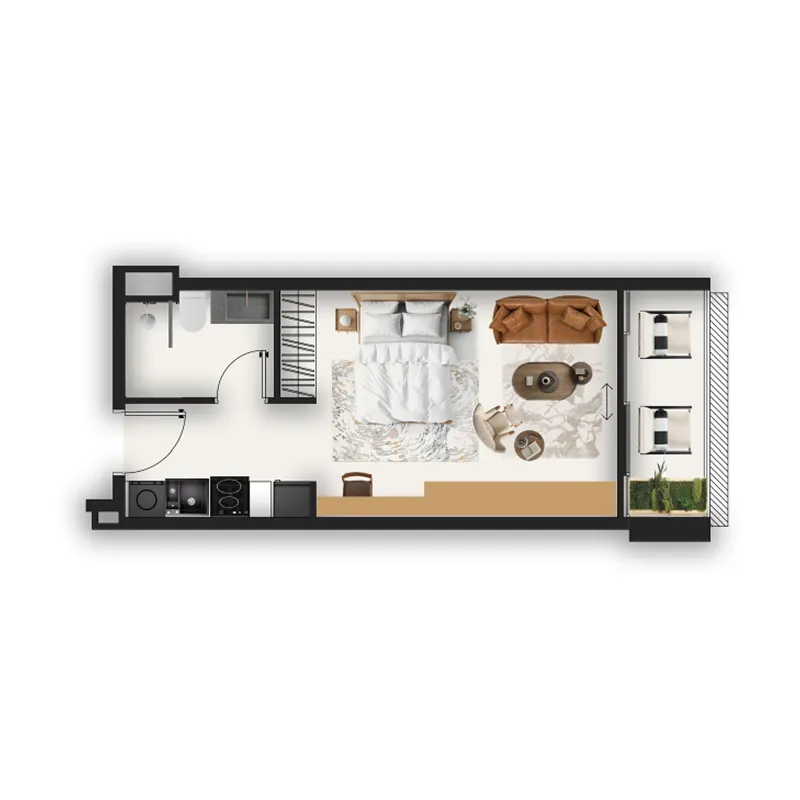 0 BR layout at MAAK Residence