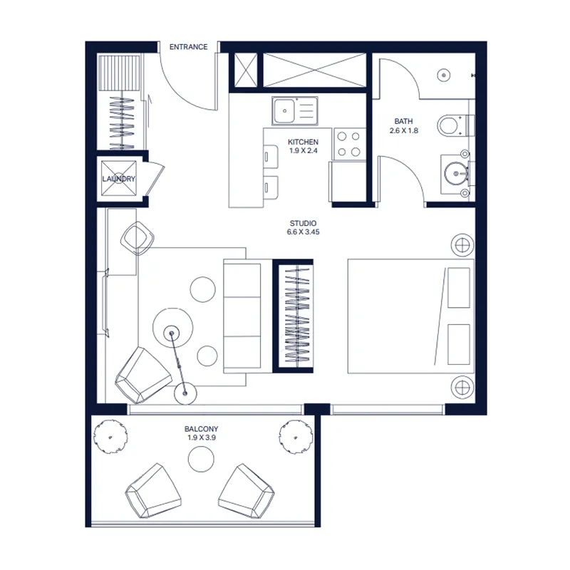 0 BR layout at The Atria