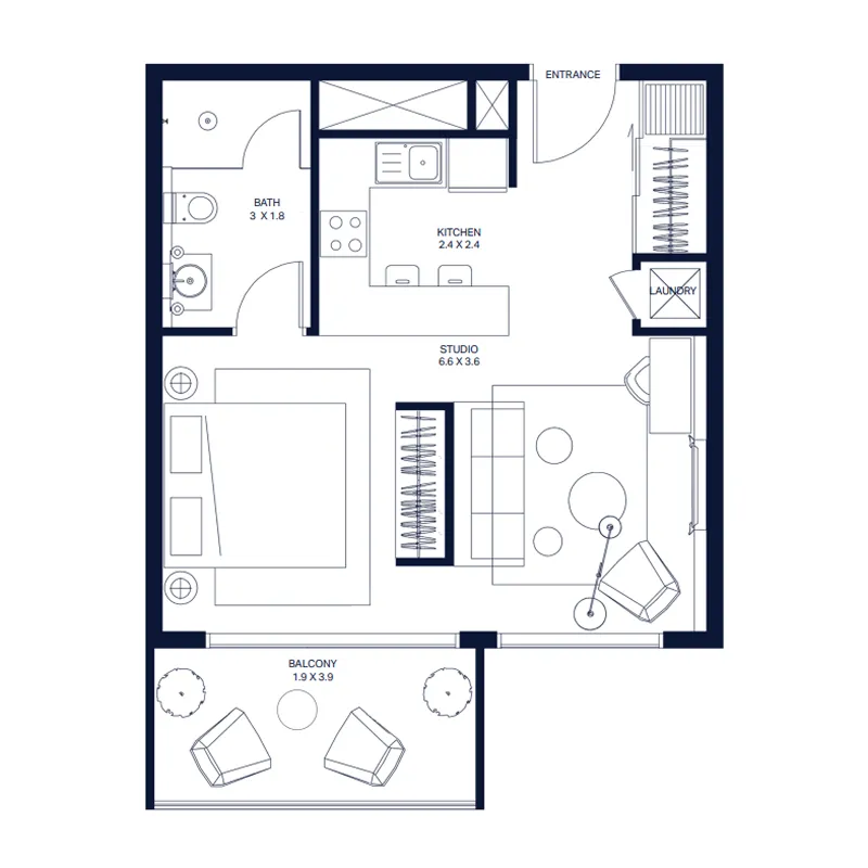0 BR layout at The Atria