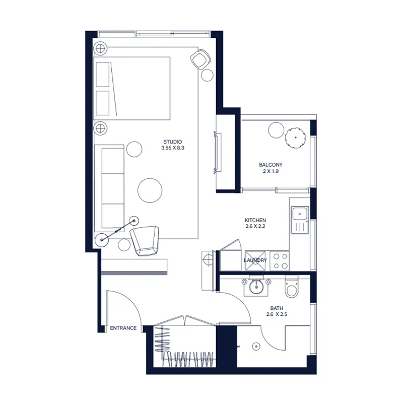 0 BR layout at The Atria