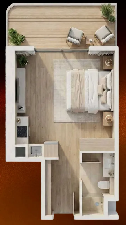 0 BR layout at 09 Life Residences