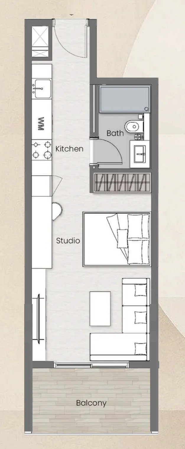 0 BR layout at Beverly Park