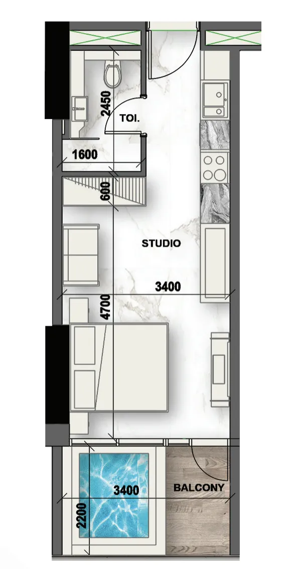 0 BR layout at Peace Lagoons 2