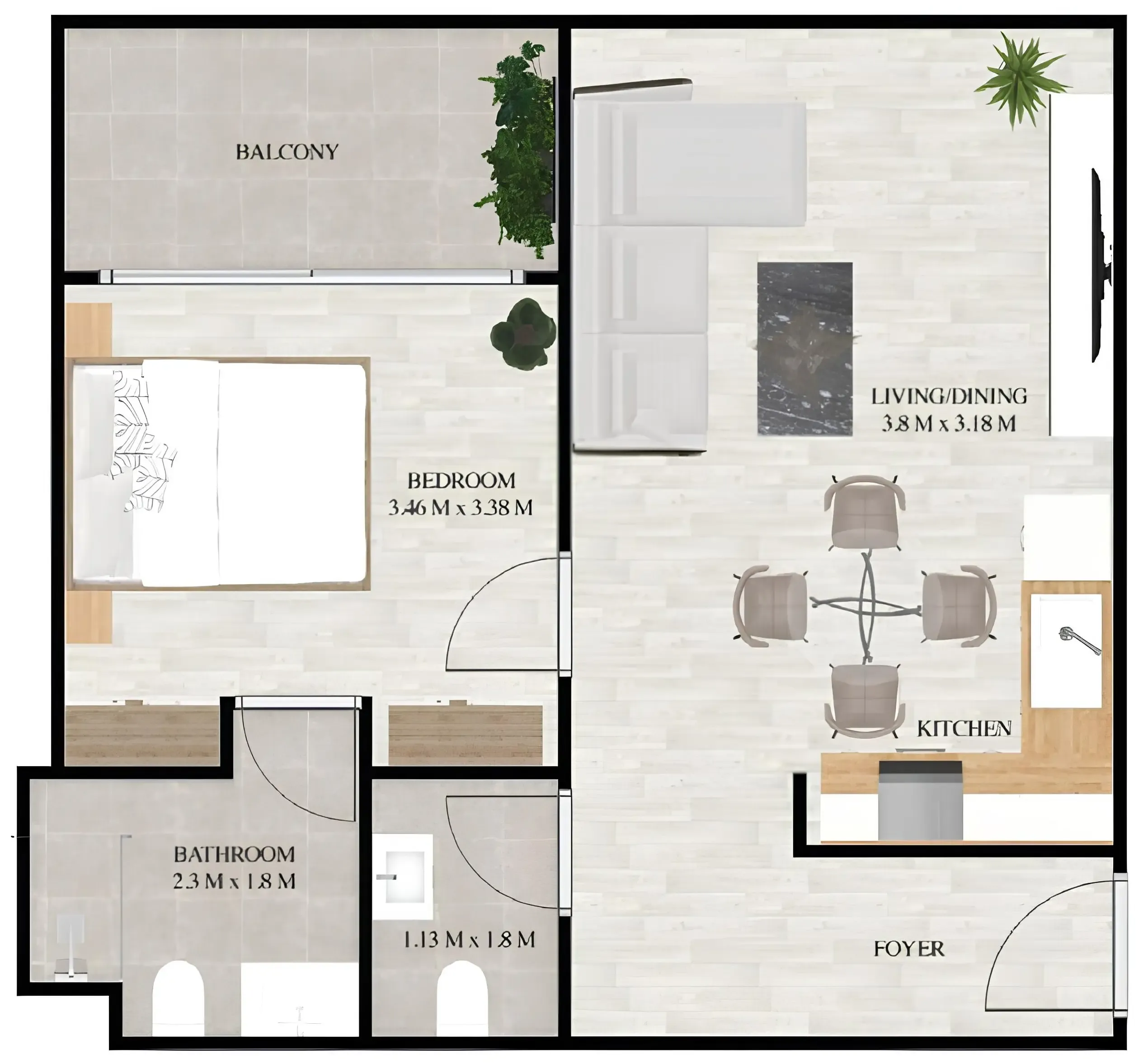 Maimoon Gardens 1 BR floor plan - JVC (Jumeirah Village Circle), Dubai - by Fakhruddin Properties Development