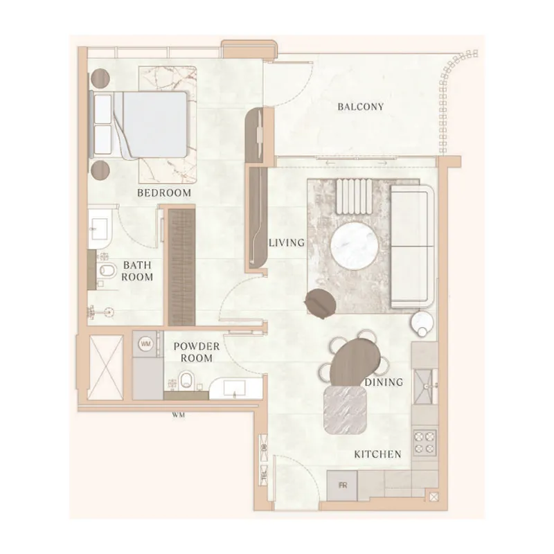 1 BR layout at La Vue by MAAIA