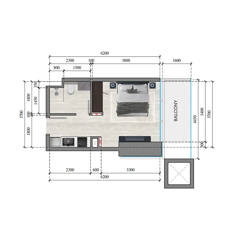 0 BR layout at Auresta Tower