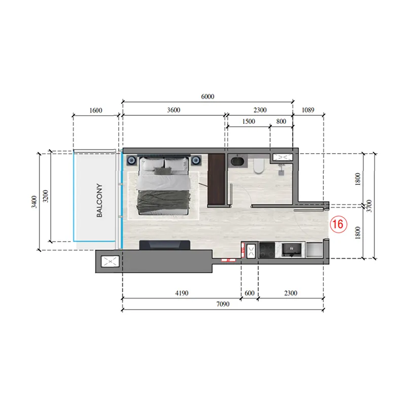 0 BR layout at Auresta Tower