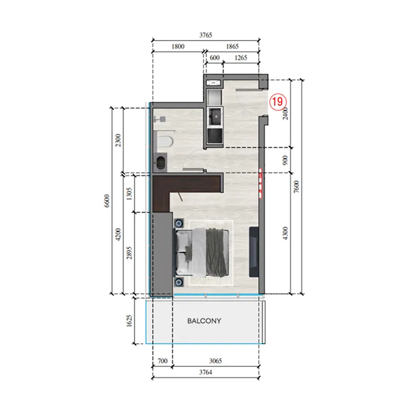 0 BR layout at Auresta Tower