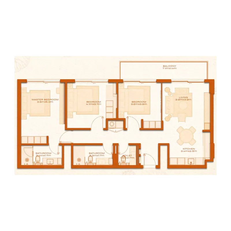 3 BR layout at Avenew 888 - Modo