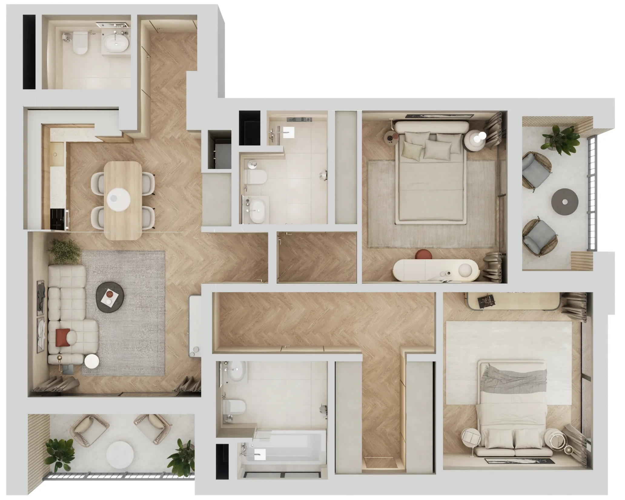 2 BR layout at Arisha Terraces