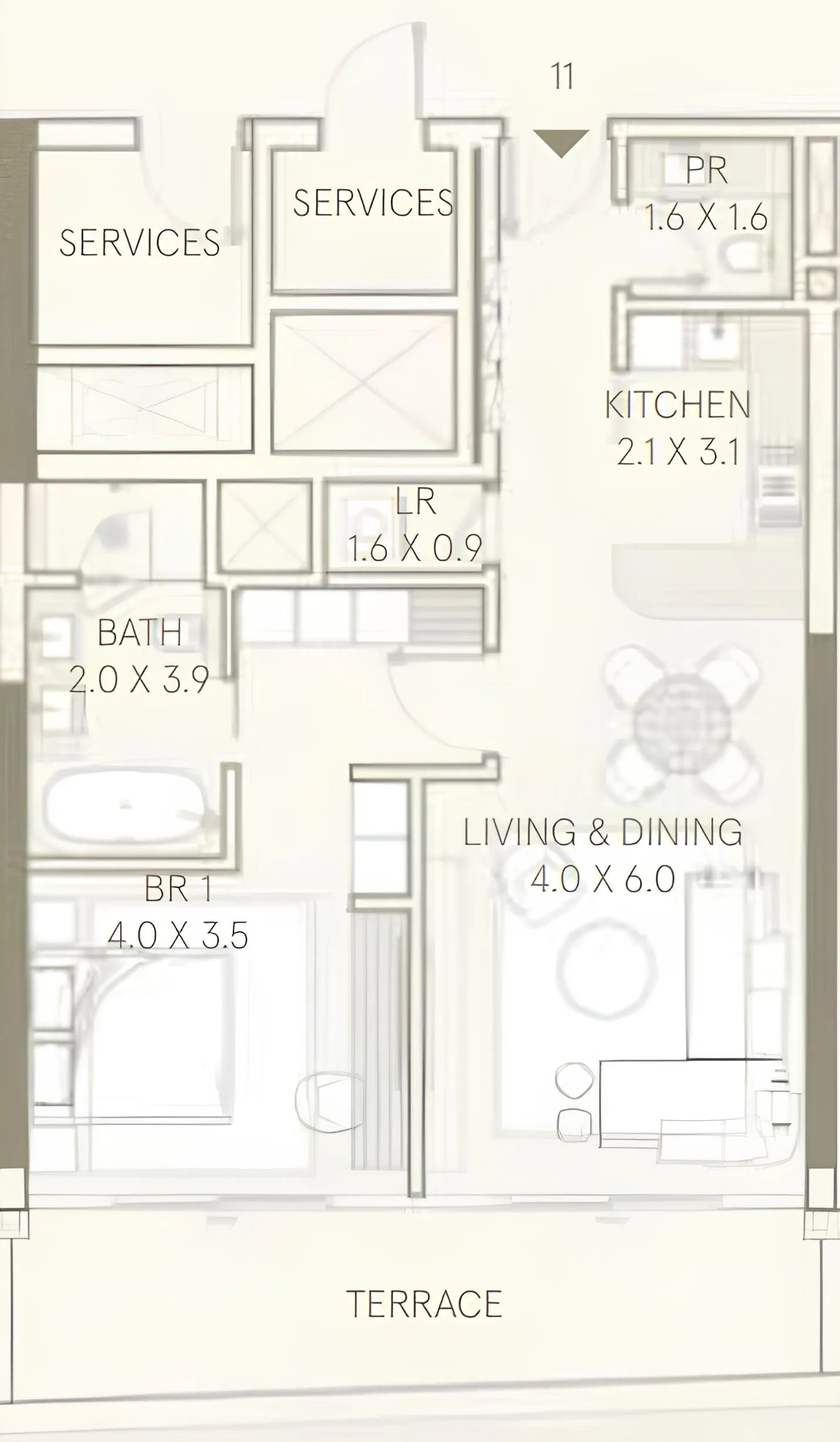 1 BR layout at Saas Hills