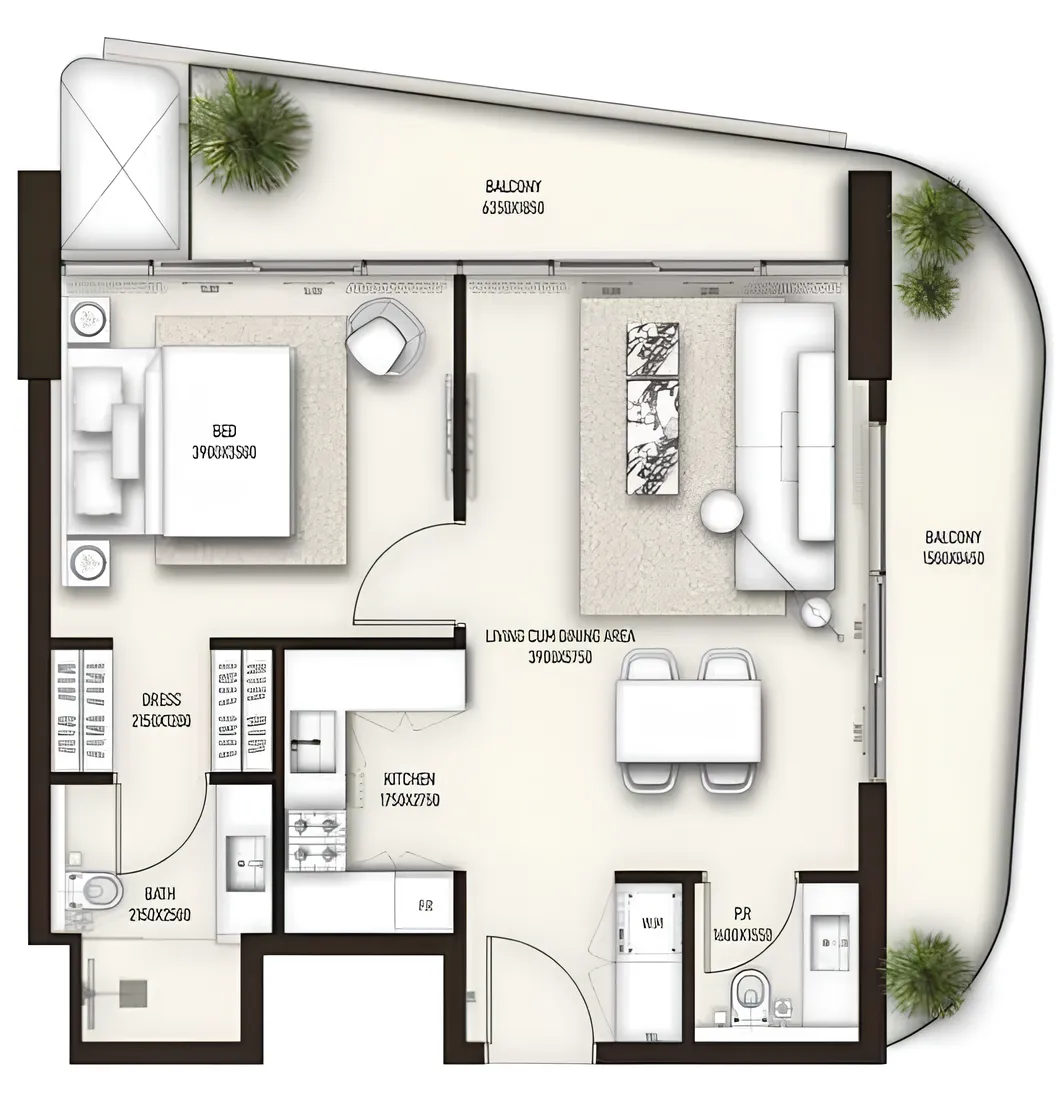 1 BR layout at Sonate Residences