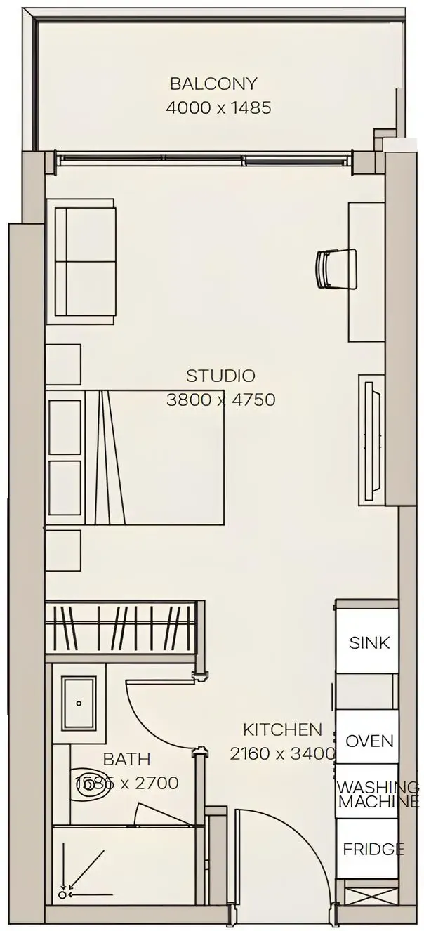 0 BR layout at Nirvana Residences 1