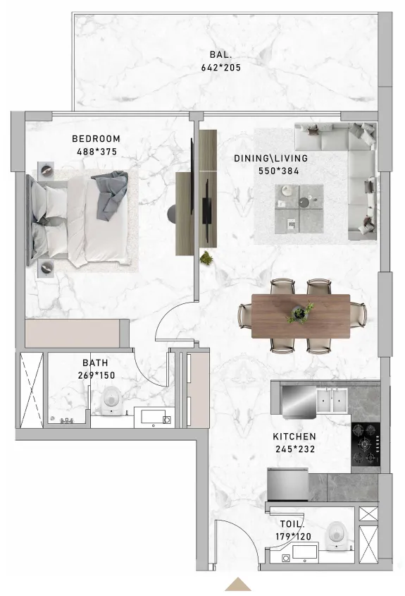 1 BR layout at Al Serh Residences 11