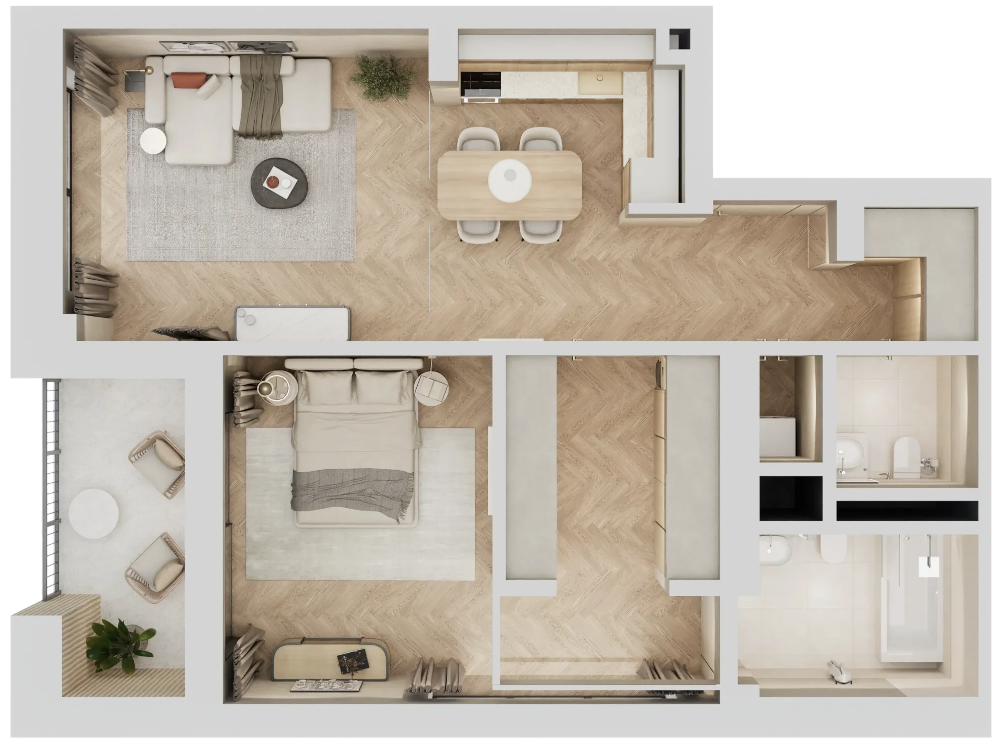 1 BR layout at Arisha Terraces