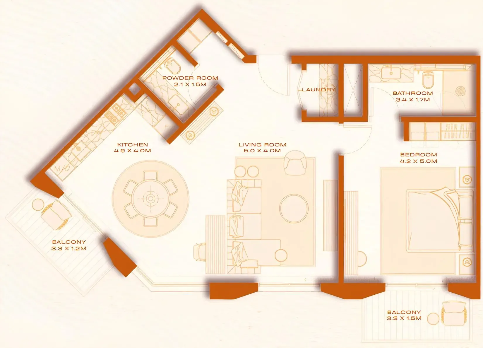 1 BR layout at Avenew 888 - Loom